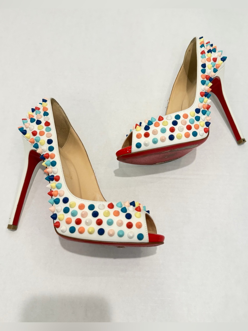 Christian Louboutin White studded heels